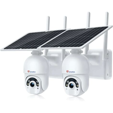 Ctronics 3G/4G LTE Überwachungskamera Solar Aussen 2K 3MP PTZ mit SIM Karte,30M Farb-Nachtsicht,PIR-Erkennung,355°/95° Schwenkbar,Ein Satz von 2,weiß (1/5)