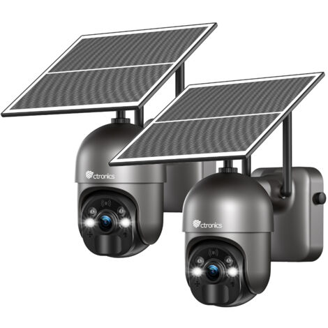 Ctronics 3G/4G LTE Überwachungskamera Solar Aussen 2K 3MP PTZ mit SIM Karte,30M Farb-Nachtsicht,PIR-Erkennung,355°/95° Schwenkbar,Ein Satz von 2 ,schwarz (1/5)