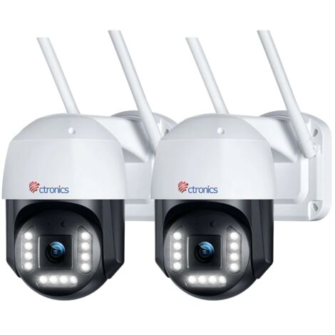 Ctronics 4K 8MP Überwachungskamera für den Außenbereich WLAN 2,4/5 GHz PTZ 355 ° Schwenken 90 ° Neigen Personen-/Fahrzeugerkennung mit Auto-Tracking Farb-Nachtsicht Zwei-Wege-Audio (Ein Satz von 2) (1/5)