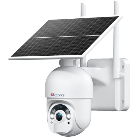 Ctronics 3G/4G LTE Überwachungskamera Solar Aussen 2K 3MP PTZ mit SIM Karte,30M Farb-Nachtsicht,PIR-Erkennung,355°/95° Schwenkbar,weiß (1/5)