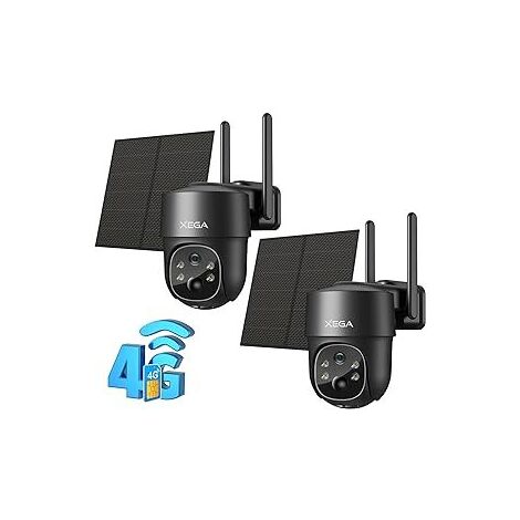 Xega 3G/4G LTE Überwachungskamera Solar Outdoor mit SIM-Karte 2K HD 3MP PTZ Farb-/IR-Nachtsicht 2-Wege-Audio PIR-Erkennung (2-teilig) (1/5)
