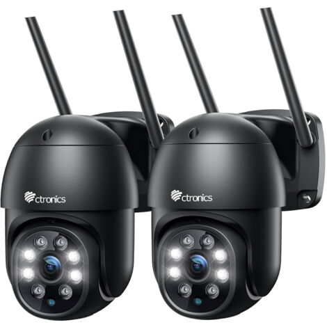 Ctronics Überwachungskamera Wifi extern innen Reichweite von 34 Metern Bewegungserkennung von Menschen automatische Nachverfolgung Ein Satz von 2 schwarz (1/5)