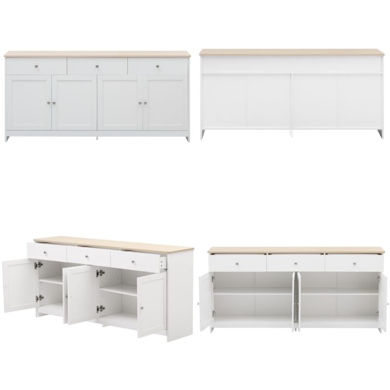 Buffet avec rangement, meuble de cuisine avec portes et 3 tiroirs