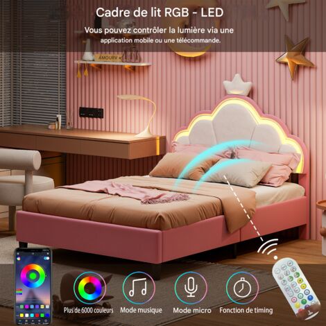 LIVLUX Lit Rembourré 90 x 200 cm,lit Princesse avec tête de lit LED réglable et sommier à Lattes, lit Fille, Design Forme Couronne pour Enfants et Adolescents,Velours (Bleu, 90 x 200 cm LIVLUX Lit Rembourré 90 x 200 cm,lit Princesse avec tête de lit LED réglable et sommier à Lattes, lit Fille, Design Forme Couronne pour Enfants et Adolescents,Velours (Bleu, 90 x 200 cm