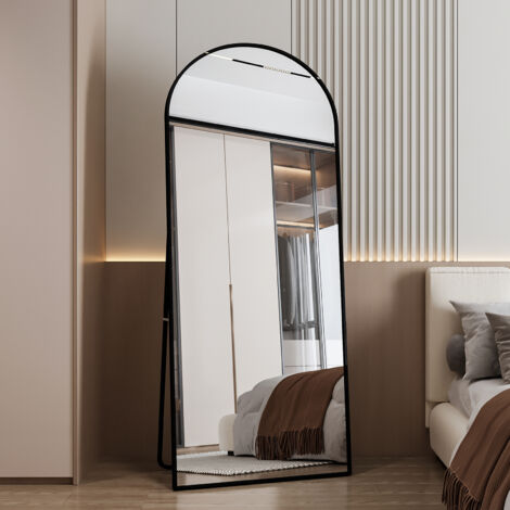 Pergar – Miroir vertical pleine longueur 180x80cm – Verre trempé antidéflagrant – Cadre en alliage d'aluminium noir – Installation rapide