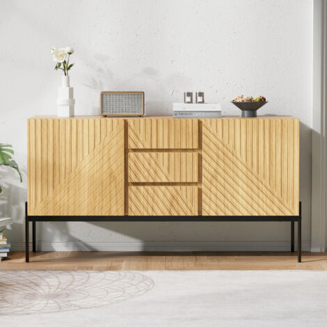 Buffet Salon 3 portes - Armoire de rangement en bois massif - Commode Moderne Meuble d'entrée Etagère - 120x76,5x38cm - Bois Noir - Maison Buffet Salon 3 portes - Armoire de rangement en bois massif - Commode Moderne Meuble d'entrée Etagère - 120x76,5x38cm - Bois Noir - Maison