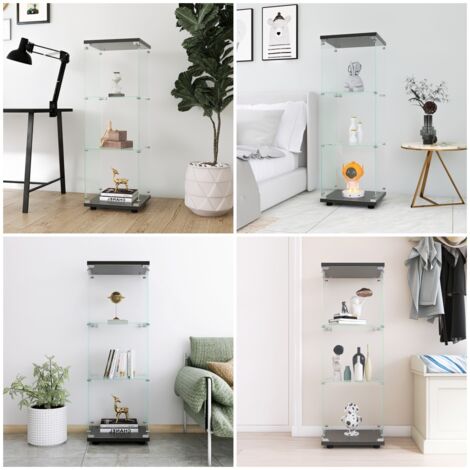 Vitrine en verre trempé, présentoir 3 niveaux, meuble collection ...