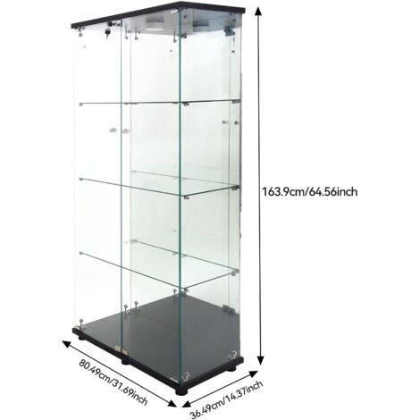 Pergar – Vitrine en verre trempé 4 étagères – Éclairage d'ambiance ...