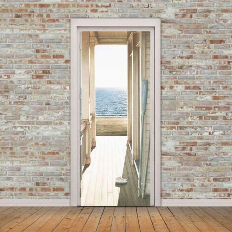 Arricraft 2er Set Türaufkleber Stranddesign - 80x200cm PVC Selbstklebend