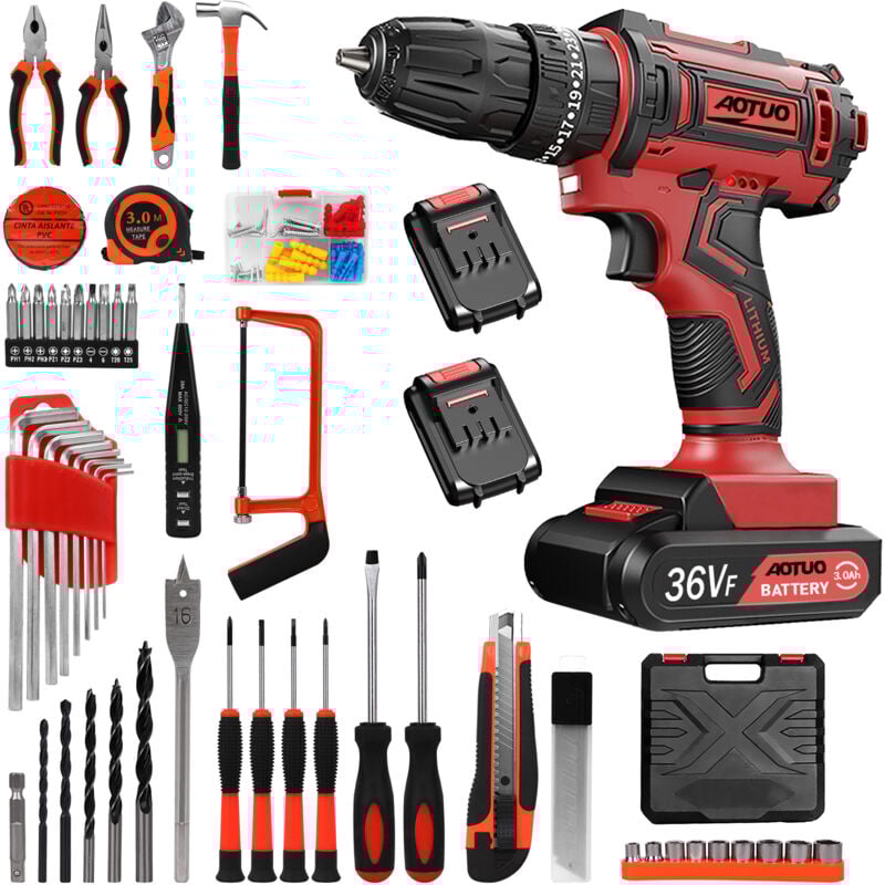 Perceuse Visseuse Sans Fil MAGICFOX 36V 40N.m couple Max, Visseuse Devisseuse San Fil Multifonctionnelle avec 100 Accessoires, 2 Batterie, 2 Vitesses