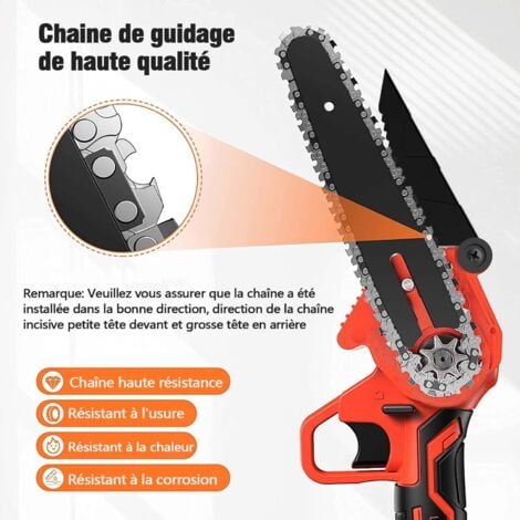 Magicfox Tronçonneuse électrique Sans fil Rechargeable 4.0Ah, avec 2 Chaînes 6 pouces et 2 Batteries pour couper Branches et Bois