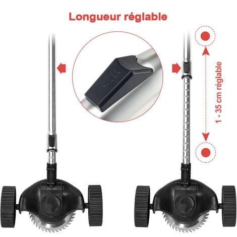 Coupe Bordure sans fil avec 2 batteries, Roue de Guidage Amovible, Débroussailleuse Électrique sans fil - 3 Types de lames