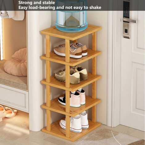 Simcat Faltbares Schuhregal – 5 Etagen, Beige, 75 Cm Hoch – Platzsparend Für Schrank, Eingang & Garage