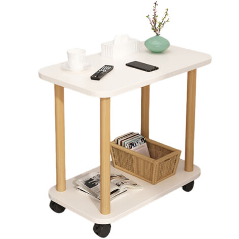 Furologee Beistelltisch Mit Stoffschublade – 60 Cm Hoch, Rustikal Braun/schwarz, 2 Ebenen