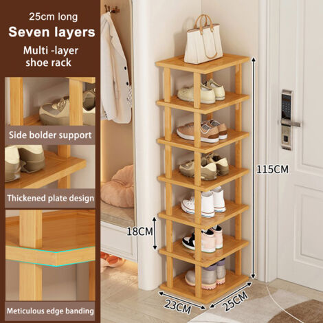 Yifaeux Bambus Schuhregal 7-stöckig - Platzsparendes Vertikalregal Für Kleine Räume