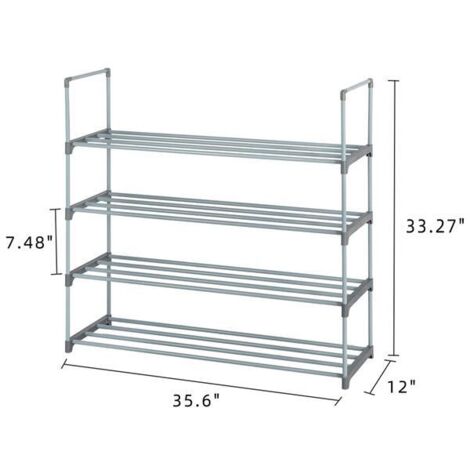 Schuhregal Mit 4 Etagen Aus Metall – Stapelbar, Bis 13,6 Kg Pro Ebene | Schwarz, Für Diele, Schrank & Schlafzimmer