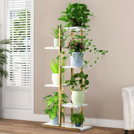Bambus Pflanzenständer Regal Leiter Blumen Außen Innen Design Vertikal