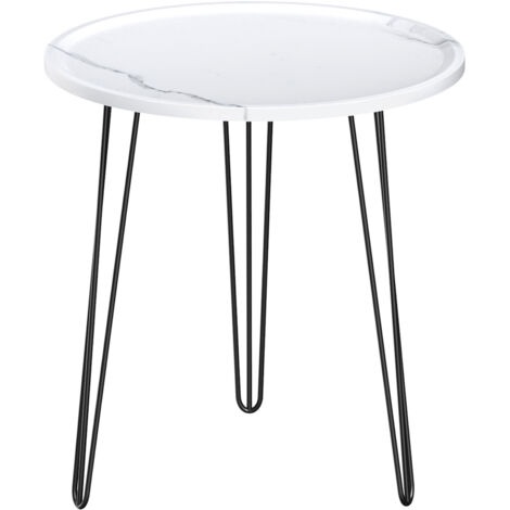 FLASIDU Runder Couchtisch, Beistelltisch, Weiß, 606060cm (1/5)