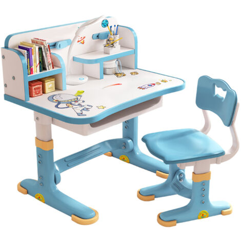 BÜROSTUHL UND TISCH-SET, höhenverstellbarer Studiertisch mit Schubladenstuhl-Set (1/5)