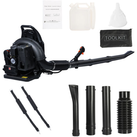 Benzin-Laubbläser als Rucksack, 2-Takt-Benzin-Laubbläser, 63 cm³, 2,3 kW, 1,7 l, 6800 U/min.