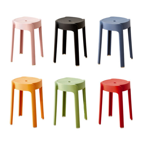Hocker – rundes Kunststoffhocker-Set für den Haushalt, 6 Hocker, ein einzelner Hocker kann 150 kg tragen, kann in Klassenzimmern, Küchen, Outdoor-Aktivitäten, Restaurants, Cafés usw. verwendet werden.