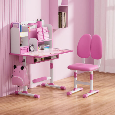Kinderschreibtisch – Schreibtisch- und Stuhlset, höhenverstellbar, ergonomische Doppelrückenlehne, 115 × 80 × 50 cm (1/5)