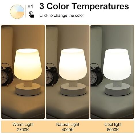 Lampe De Chevet Tactile Dimmable Avec Ports USB A Et USB C, Intensité Variable 3 Voies, Lampe De Table Avec Abat-Jour En Verre Opalin, Luminaire E27 Avec Prise Pour Chambre Ampoule Incluse