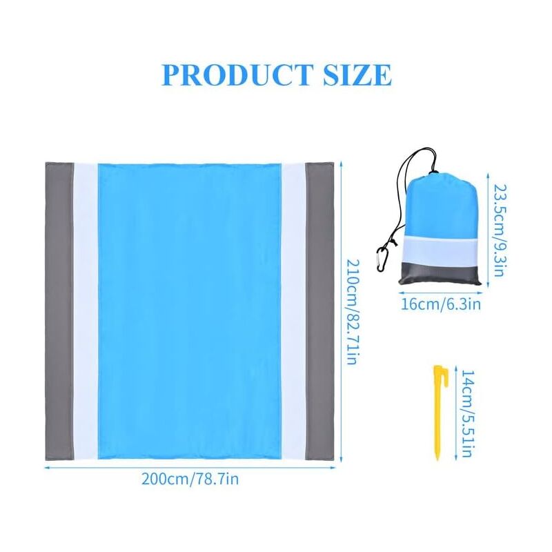 Beach Master Strandmatte XXL – 210x200 Cm, Wasser- & Sanddicht, Mit 4 Erdspießen & Tragetasche