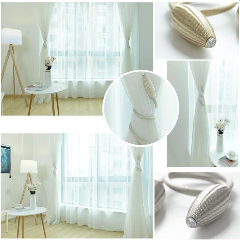 PATIKIL Vorhanghalter Seile, 2er Pack – Elastische Schleifenknoten, Gold | Für Fenster, Terrasse & Wohnraum