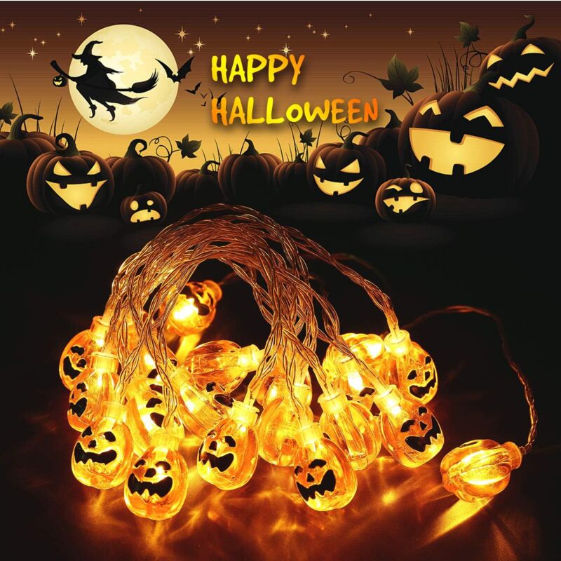 JOYIN Halloween-Lichterkette – 30 LEDs, Geister & Kürbisse, 8 Modi, Batteriebetrieben