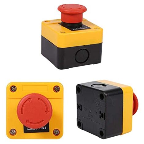 Produktbild von LAVAMI HY57B Not-Aus-Schalter – Druckknopf, 250V/12A, 1 NC, IP65, Rot, Für Industrielle Elektrogeräte, Hochtemperaturgehäuse