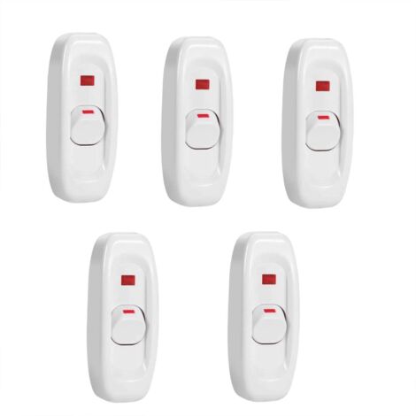 Linienlichtschalter, 5 Stück AC 250 V 10 A, kompakter Wippschalter, LED-Wippschalter, Kabel, Lichtsteuerung, Lötfahne, Knopf (weiß)