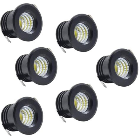 6 Stück Mini-LED-Deckeneinbaustrahler in Schwarz, Mini-LED-Strahler für Schrank-Deckenleuchte, 3 W, warmweiß (1/5)