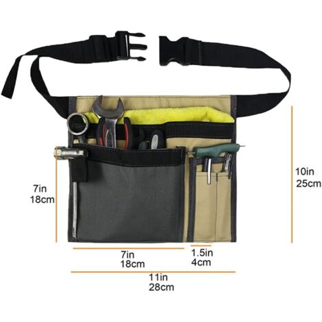 Werkzeug-Gürteltasche mit 6 Taschen – Utility-Werkzeugtasche – Canvas-Werkzeugtasche für Tischler und Gärtner – langlebig – verstellbarer Gürtel – Werkzeug-Organizer