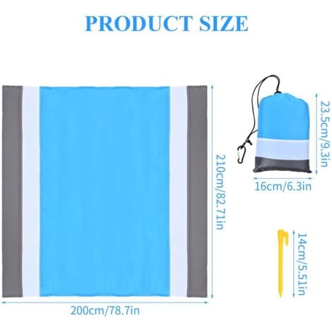 Beach Master XXL Strandmatte – 210x200 Cm, Wasserdichte Picknickdecke Mit 4 Erdspießen Für Strand & Camping