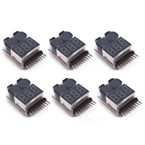 1–8 s Lipo-Batterietester, Monitor, Summer, Niederspannungsalarm, Spannungsprüfer mit LED-Anzeige für Lipo Life LiMn Li-ION-Akku (6 Stück) (1/4)