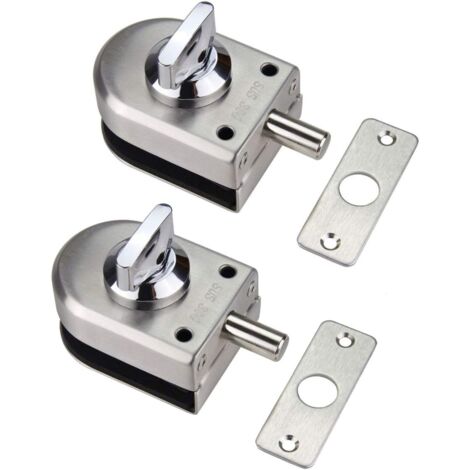 2er-Pack Glastürschloss aus Edelstahl 304 für Badezimmer, WC, Geschäfte, rahmenlose Glastüren – halbrund (1/5)