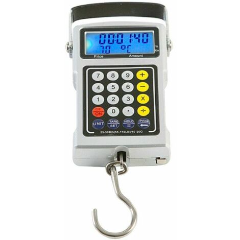 Fischwaage, hintergrundbeleuchtetes LCD-Display, 50 kg Angelwaage mit Maßband, elektronische Waage, digitale Post-Angelhakenwaage (1/5)