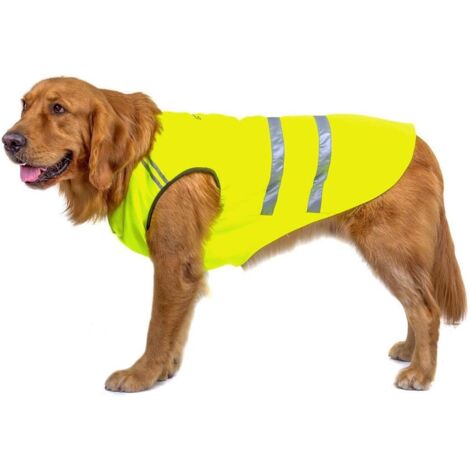 Sicherheitswesten, reflektierender Hundemantel, verdickend, bequemer Stoff, elastisches Halsband, Grün, Gelb, 3XL (Rückenlänge 50 cm, Brustumfang 60–70 cm)