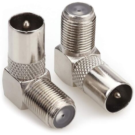 Koaxialer TV-Antennenstecker auf F-Stecker, 90-Grad-Winkeladapter, TV-Antennen-Koaxialkabel, F-Anschlüsse, Satellitenadapter, F-Typ-Schraubstecker, 2 Stück (1/5)