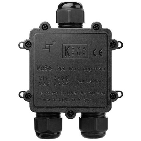 Wasserdichter IP68-Anschlusskasten – 1-in-2-Anschlusskasten – 5 bis 14 mm Koaxialkabel