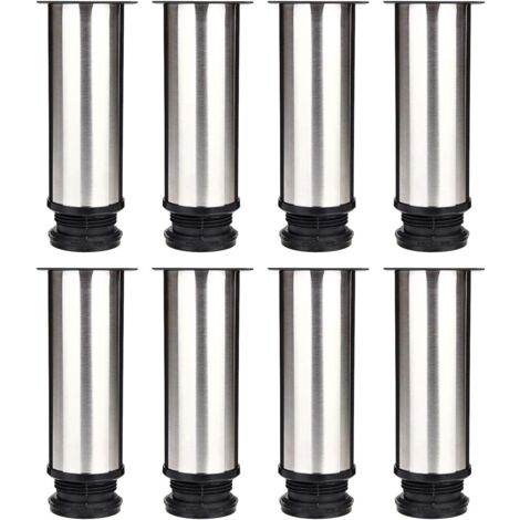 Set mit 8 Möbelfüßen, verstellbare Küchenfüße Ø 50 mm/Höhe 150 mm, runde Metall-Edelstahl-Sofabein-Tischfüße (1/5)