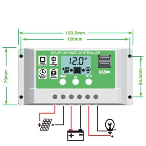 CM3024Z 30A PWM Solarladeregler 12V/24V – 3-stufiges Laden, LCD, Schutzschaltungen, Für PV-Anlagen