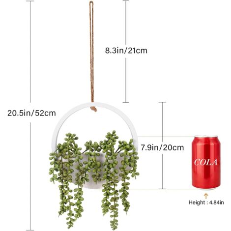 2 Stck knstliche Sukkulenten-Hngepflanzen, 30,8 cm, knstliche  Perlenkette im Topf mit 21 cm Kordel fr Wanddekoration im Innen- und  Auenbereich.