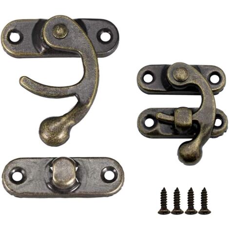 20 Stück Metall-Hornschlösser, Haspe, Bronzehaken, geeignet für Retro-Holzkisten und Schmuckschatullen – ausgestattet mit Befestigungsschrauben (1/5)