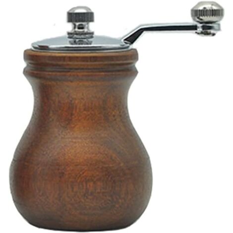 Aougo – Massivholz-Handkurbelmühle – einstellbare Dicke – Keramikkern – rostfreier Stahl – 8,5 x 6 cm – für Gastronomie und Gewürze (1/5)