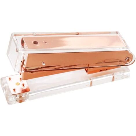Hefter für das Büro, Gold, manueller Hefter, modischer Metall-Acryl-Hefter, 24/6, 26/6, Bürozubehör, Schule, Schreibwaren, Büro, tragbarer Hefter (Farbe: Roségold) (1/5)
