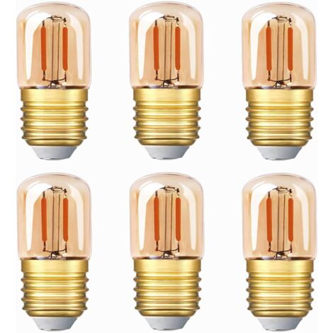 Mini-Röhren-LED-Glühbirne, 1 W, T28, Edison-LED-Glühlampe, E27-Schraubsockel, 2200 K, superwarmweiße Glühbirne für dekorative Zwecke‎80 lm, nicht dimmbar (Braunglas), 220 V, 6er-Pack [Energieklasse G] (1/5)