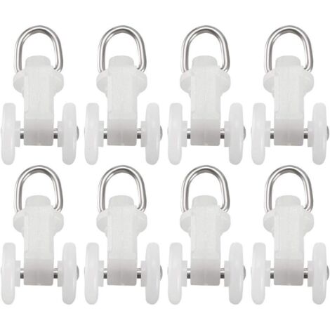 50 Stück zweirädrige Kunststoff-Vorhanglaufrollen, Träger, Gardinen-Gleitschiene, Gleiter für Fenster, Duschvorhänge, 12 mm Raddurchmesser (1/5)