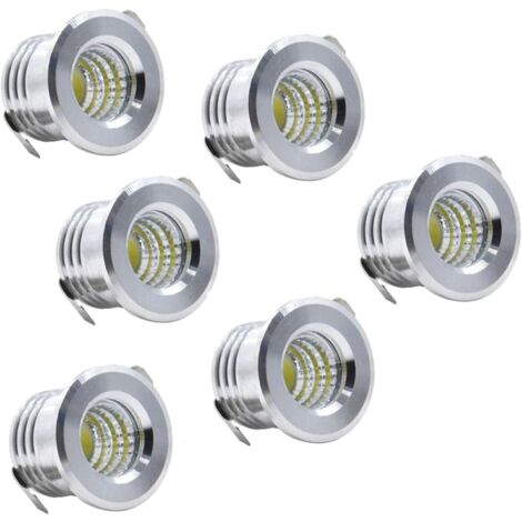 Aougo – Set mit 6 Mini-LED-Deckeneinbaustrahlern 3W – Kaltweiß – 85-265V – Für Schrank- und Deckenbeleuchtung – Außendurchmesser 38mm (1/5)